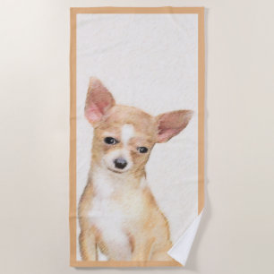 Chihuahua Painting - Cute Original Dog Art Beach Towel