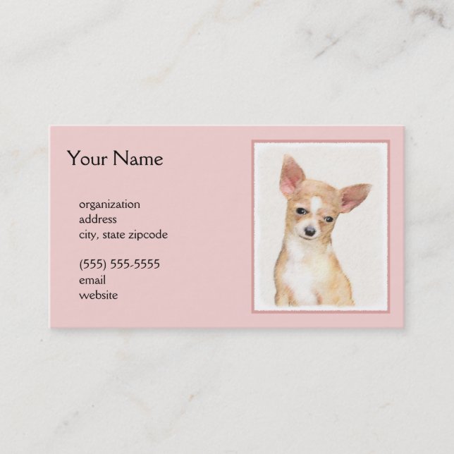Chihuahua Painting - Cute Original Dog Art Business Card (Front)