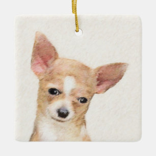 Chihuahua Painting - Cute Original Dog Art Ceramic Ornament