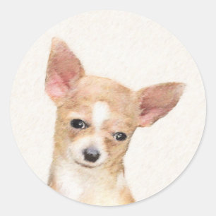 Chihuahua Painting - Cute Original Dog Art Classic Round Sticker