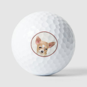 Chihuahua Painting - Cute Original Dog Art Golf Balls