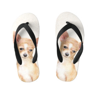 Chihuahua Painting - Cute Original Dog Art Kid's Jandals