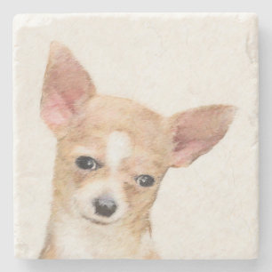 Chihuahua Painting - Cute Original Dog Art Stone Coaster