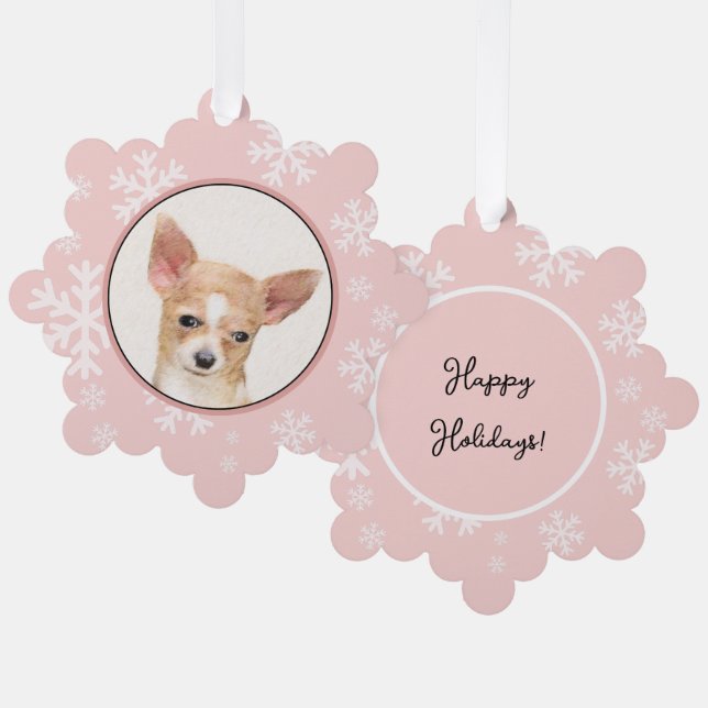 Chihuahua Painting - Cute Original Dog Art Tree Decoration Card (Front/Back)