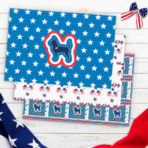 Chihuahua Patriotic Red White And Blue 4th Of July Wrapping Paper Sheet