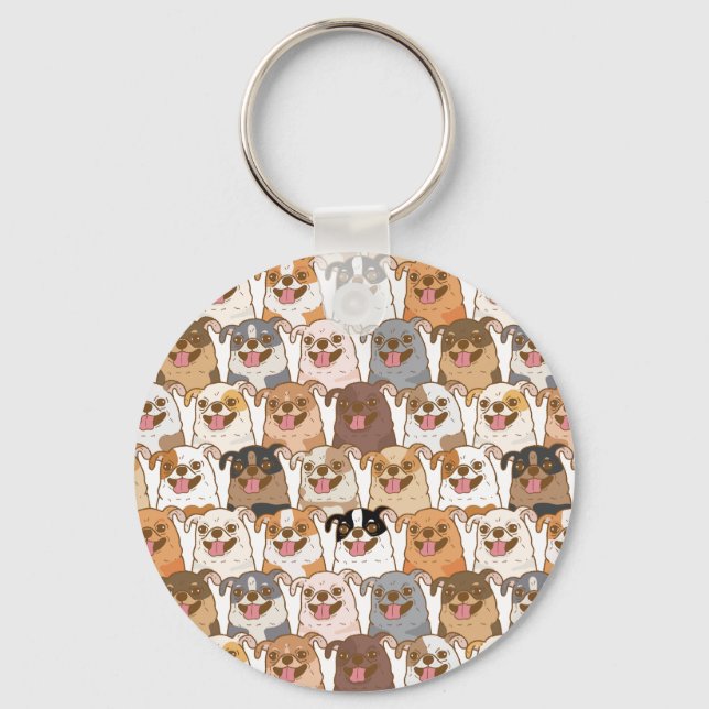Chihuahua Pattern Key Ring (Front)