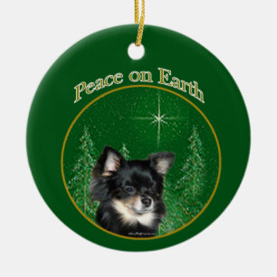 Chihuahua Peace Ceramic Tree Decoration