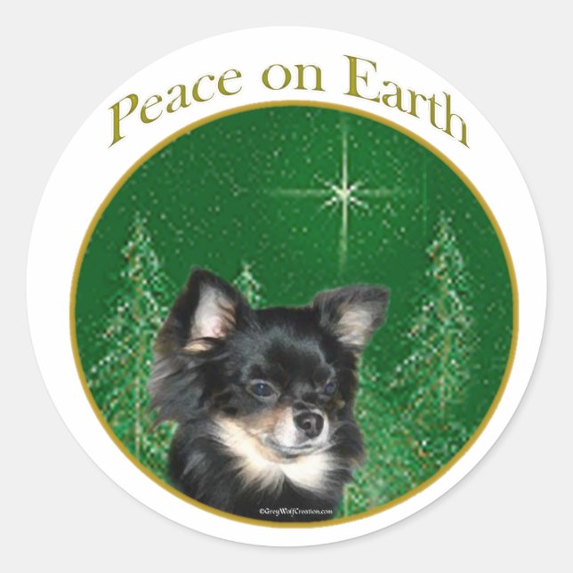 Chihuahua Peace Classic Round Sticker (Front)