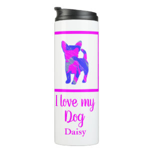 Chihuahua Pet Dog Hot Pink & Blue Silhouette Thermal Tumbler