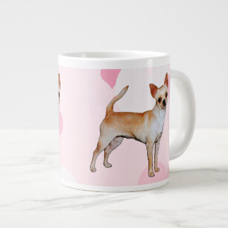 Chihuahua Pink & White Hearts Large Coffee Mug