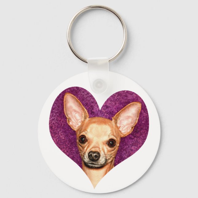 Chihuahua Portrait Key Ring (Front)