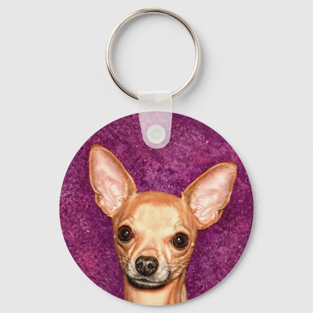 Chihuahua Portrait Key Ring (Front)