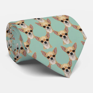 Chihuahua Portrait Necktie – Mint Dog Lover Gift