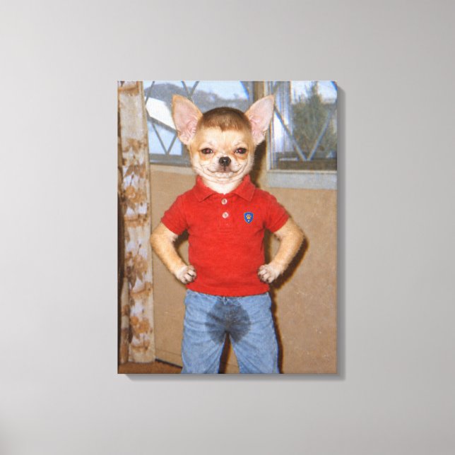 Chihuahua Potty Accident Victory Canvas Print (Front)