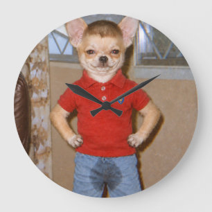 Chihuahua Potty Accident Victory Large Clock