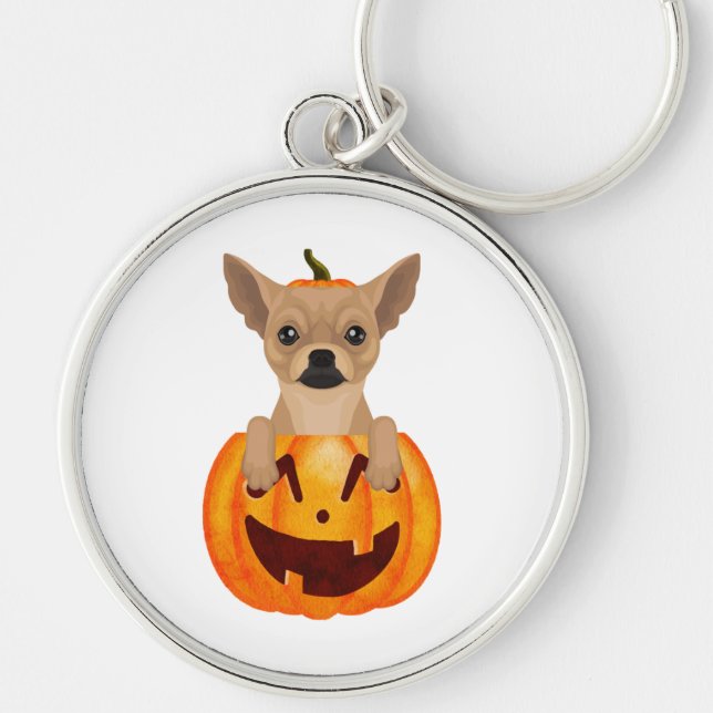 Chihuahua Pumpkin  Key Ring (Front)