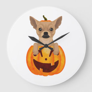 Chihuahua Pumpkin    Large Clock