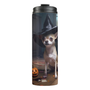 Chihuahua Pumpkins Halloween Scary Thermal Tumbler