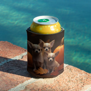 Chihuahua Puppy Autumn Delight Pumpkin Can Cooler