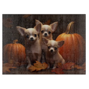 Chihuahua Puppy Autumn Delight Pumpkin Cutting Board