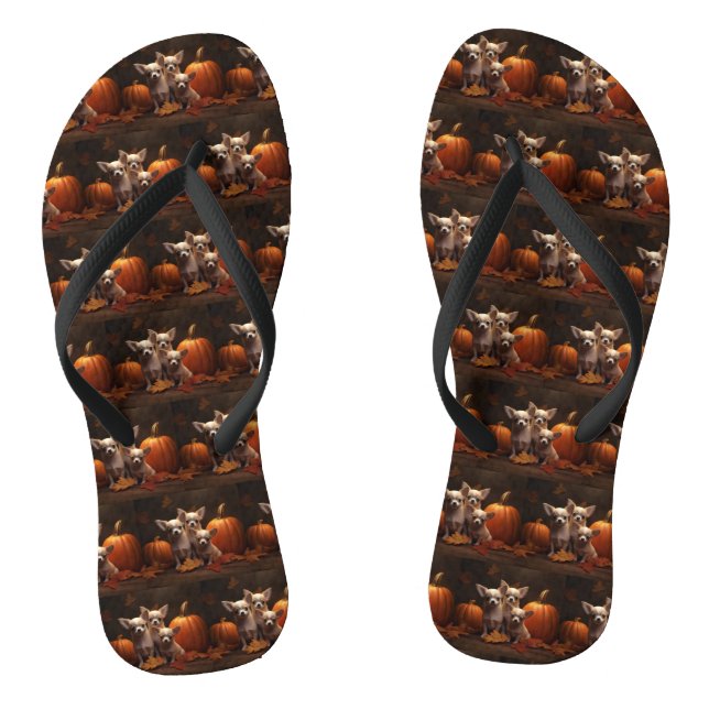 Chihuahua Puppy Autumn Delight Pumpkin  Jandals (Footbed)