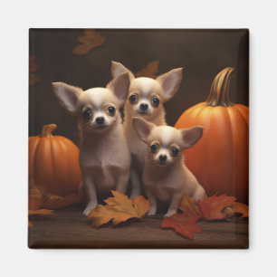 Chihuahua Puppy Autumn Delight Pumpkin  Magnet