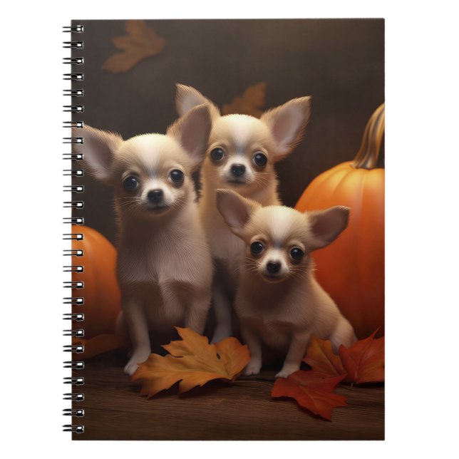 Chihuahua Puppy Autumn Delight Pumpkin  Notebook (Front)