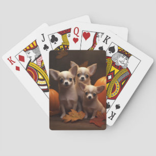 Chihuahua Puppy Autumn Delight Pumpkin Playing Cards