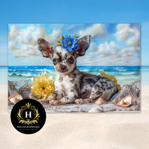 Chihuahua puppy beach themed decoupage tissue paper