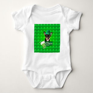 Chihuahua Puppy Dog St. Patrick's Day Green Clover Baby Bodysuit