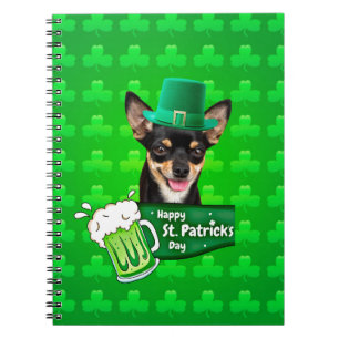 Chihuahua Puppy Dog St. Patrick's Day Green Clover Spiral Notebook