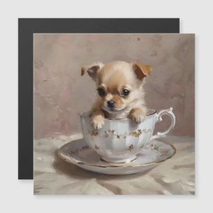 Chihuahua Puppy In A Teacup Oil Paint,