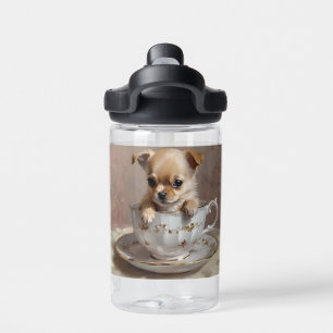 Chihuahua Puppy In A Teacup Oil Paint, Water Bottle