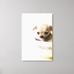 Chihuahua puppy in bowl (cropped) canvas print