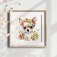 Chihuahua Puppy pet Watercolor Flower