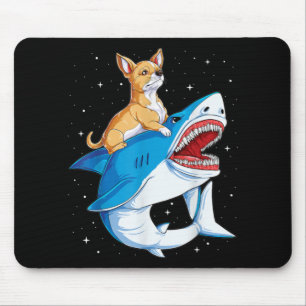 Chihuahua Riding Shark Jawsome Space Galaxy Fitted Mouse Pad
