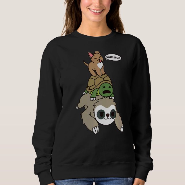 Chihuahua Riding Sloth Tortoise Dog   Sweatshirt (Front)