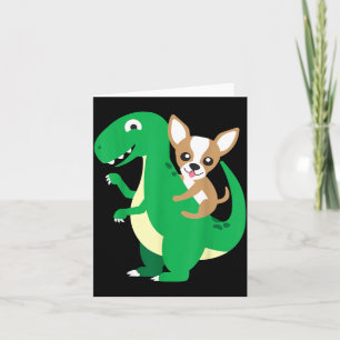 Chihuahua Riding T-Rex Dinosaur Dino Dog Halloween Card