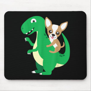Chihuahua Riding T-Rex Dinosaur Dino Dog Halloween Mouse Pad