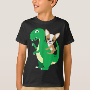 Chihuahua Riding T-Rex Dinosaur Dino Dog Halloween T-Shirt