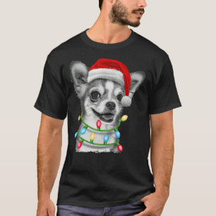 Chihuahua Santa Christmas Tree Lights Xmas T-Shirt