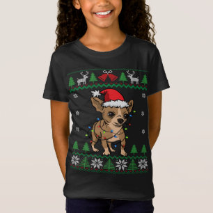 Chihuahua Santa Claus Hat And Lights Chihuahua ugl T-Shirt