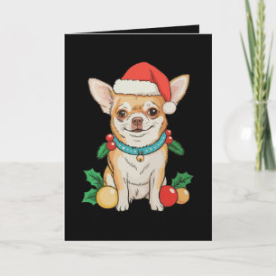 Chihuahua Santa Hat Christmas Ornaments Xmas Dog Card