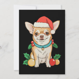 Chihuahua Santa Hat Christmas Ornaments Xmas Dog Invitation