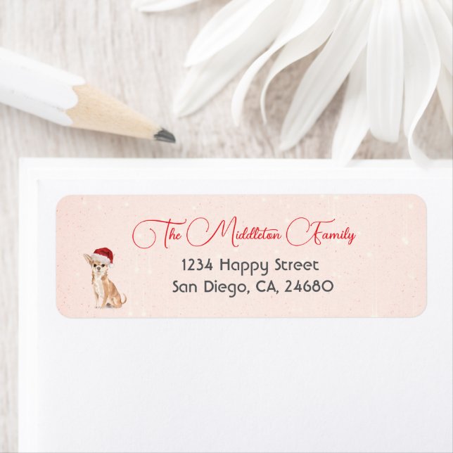 Chihuahua Santa Hat Dog Red Merry Christmas (Insitu)