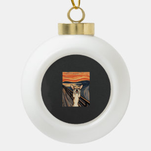 Chihuahua Scream Expressionist Dog Art_1 Ceramic Ball Christmas Ornament