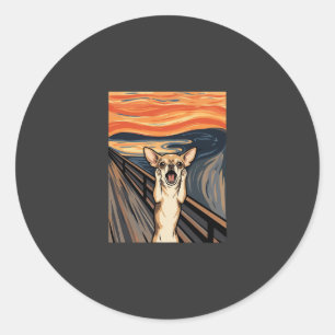 Chihuahua Scream Expressionist Dog Art_1 Classic Round Sticker