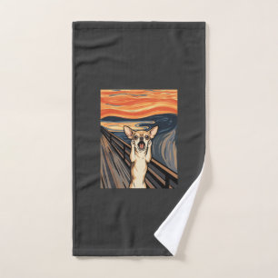 Chihuahua Scream Expressionist Dog Art_1 Hand Towel