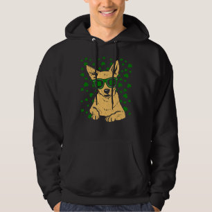 Chihuahua Shamrock Glasses St Patricks Day Dog Hoodie