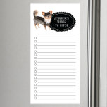 Chihuahua Shopping List  Magnetic Notepad<br><div class="desc">Adorable things to fetch long hair Chihuahua dog with a black chalkboard frame personalised with your name.</div>